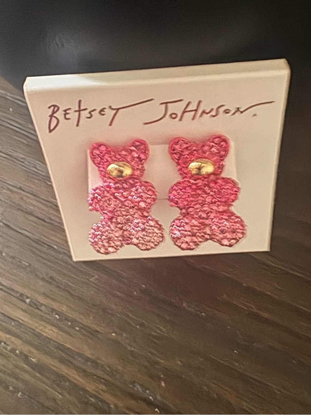 NEW Betsey Johnson Pink Bear Earrings